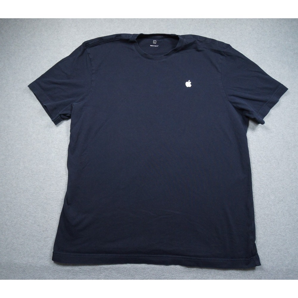 Apple Shirt Mens Large Blue Employee Tee Computer Technology Short Sleeve Casual
